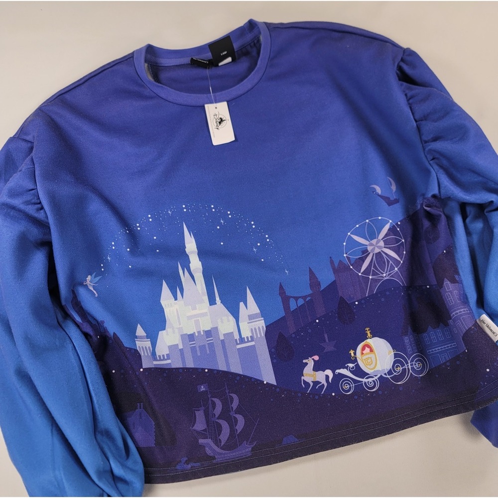 Disney Her Universe Cinderella Castle Sweatshirt‎ Blue Medium READ